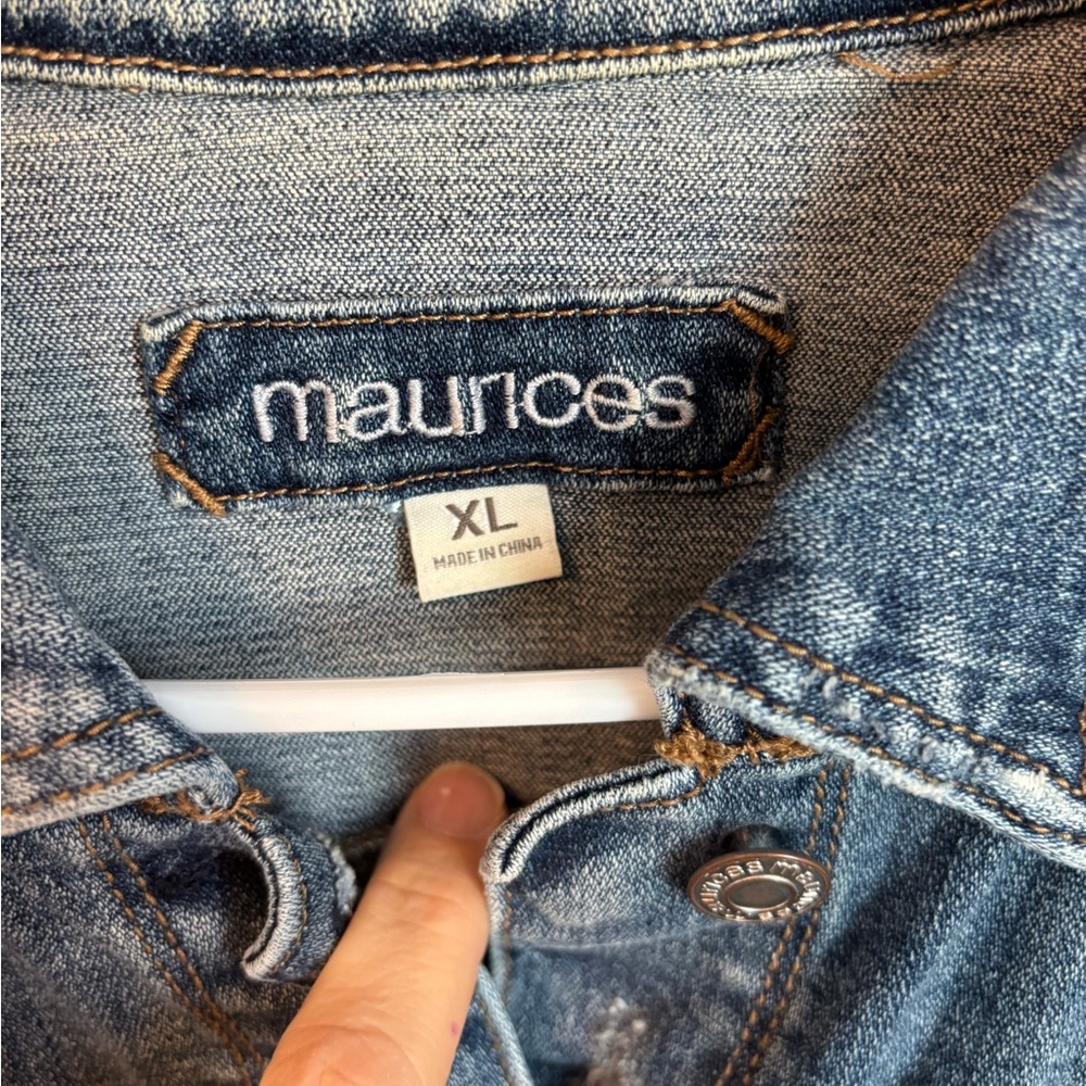 Maurices Light Blue Distressed Jean Jacket - Picture 3 of 3
